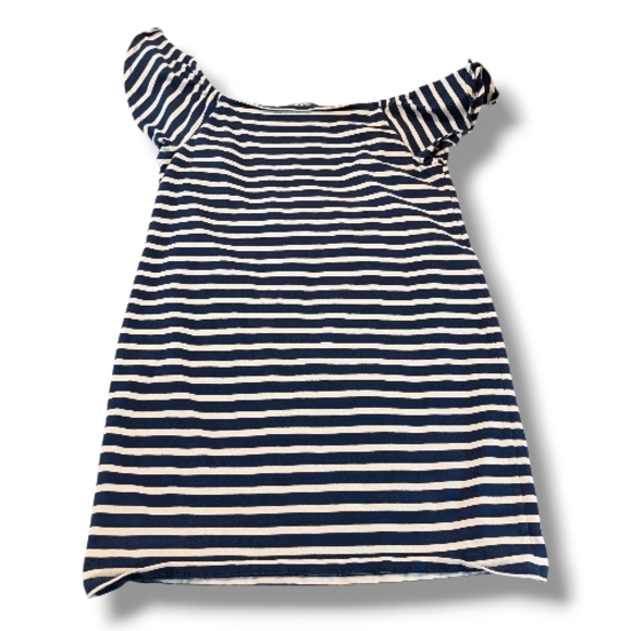 LAUREN RALPHLAUREN navy striped off shoulder fluttersleeve bodycon dress, PL - Picture 2 of 6